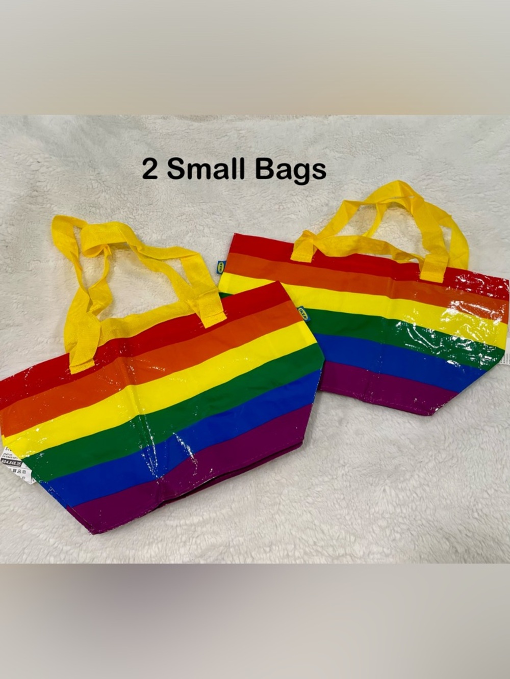 IKEA STORSTOMMA Tote Bags with Yellow Handles set of 2 small bags, Brand New